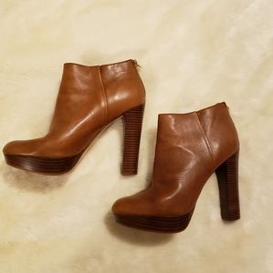 Michael Kors brown leather ankle platform boots